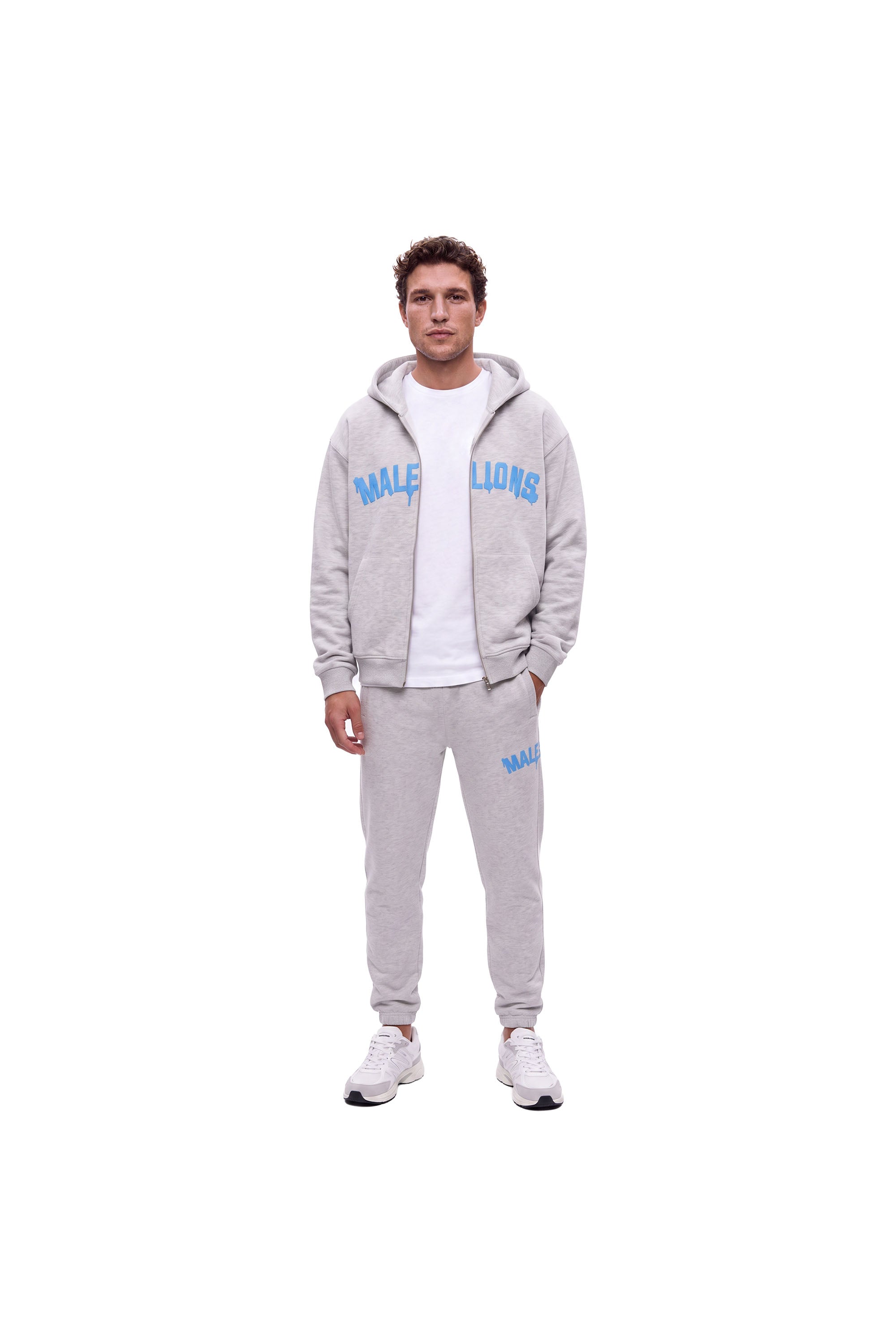 Malelions Men Society Club Zip Hoodie | Grey Melange