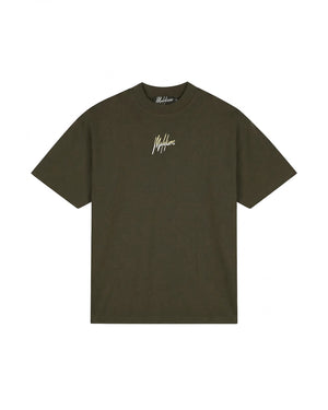 Malelions Men Oversized Split T-Shirt | Vintage Green