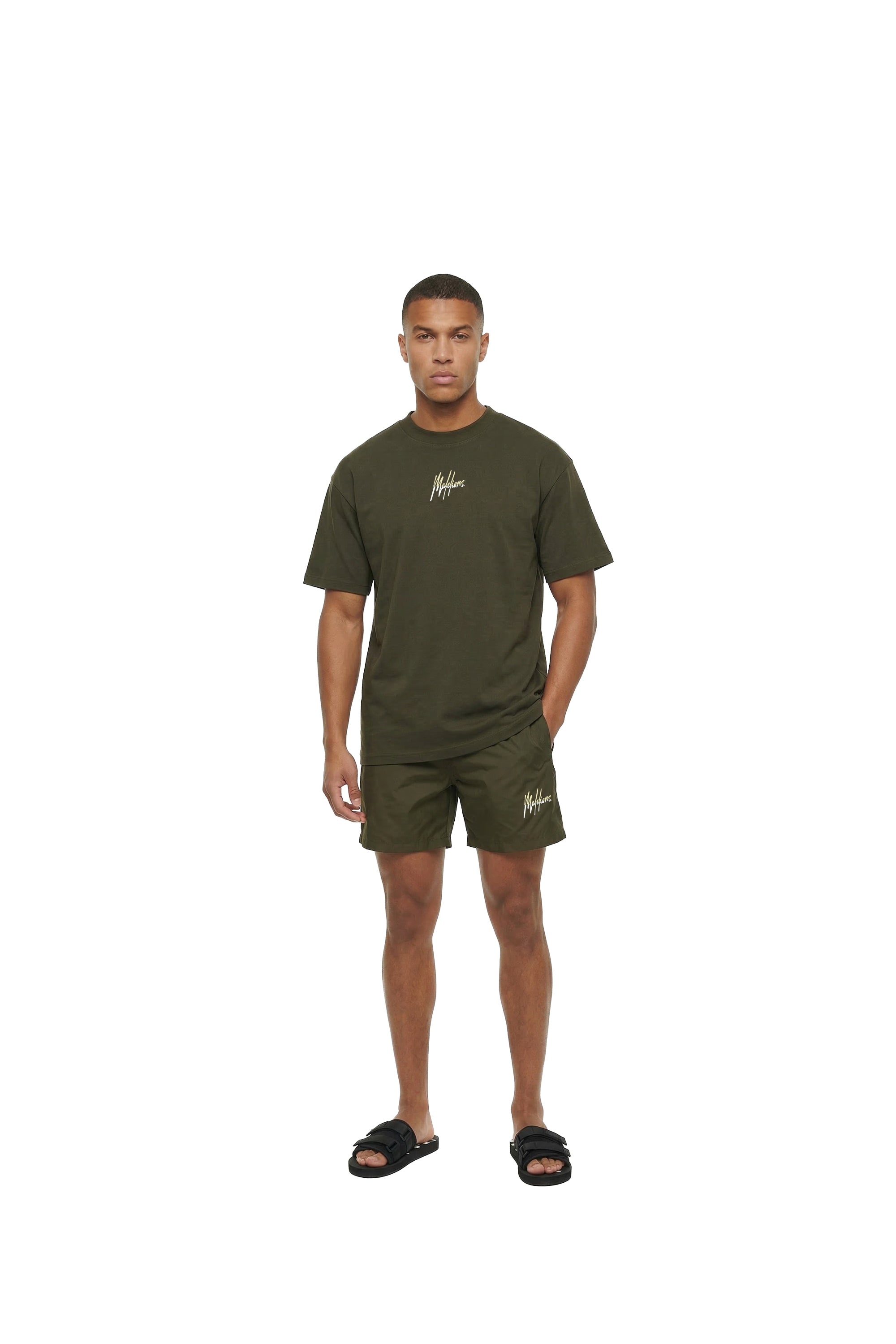 Malelions Men Split Swim Shorts | Vintage Green