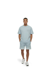 Malelions Men Sprayed Social Club Shorts | Ice Blue