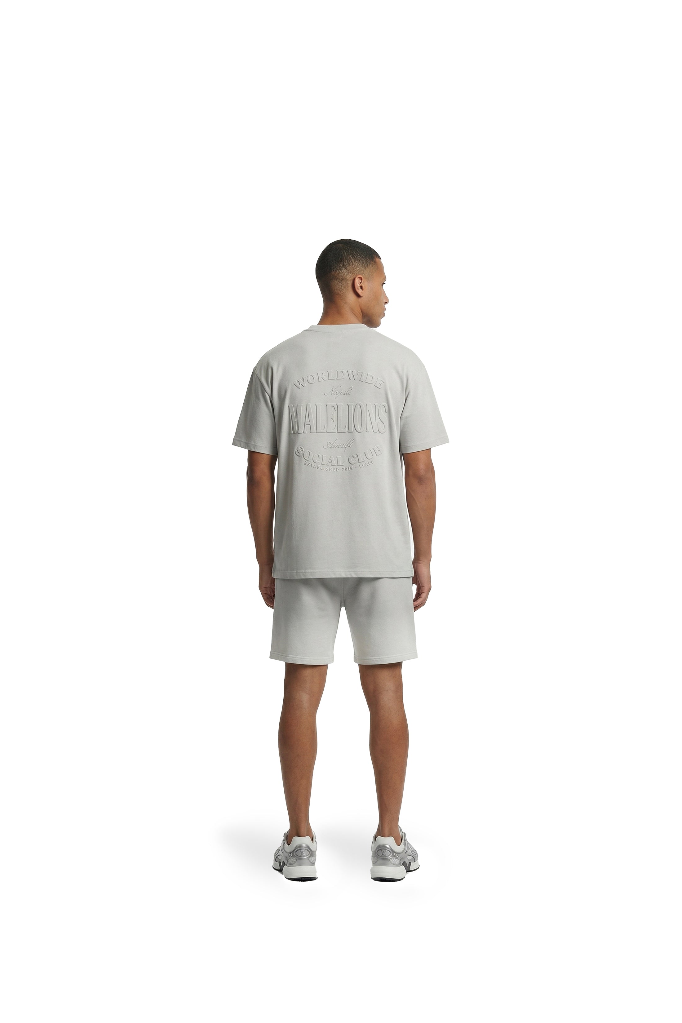 Malelions Men Sprayed Social Club Shorts | Pearl Grey