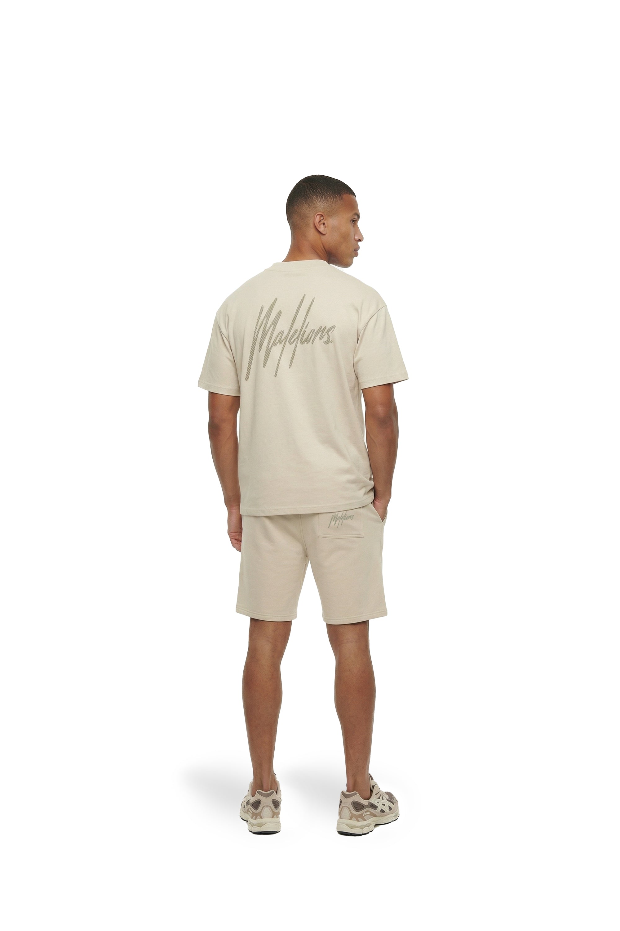 Malelions Men Striped Signature Shorts | Light Taupe