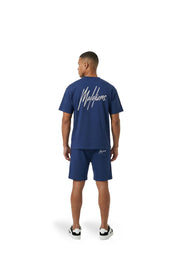 Malelions Men Oversized Striped Signature T-Shirt | Cobalt
