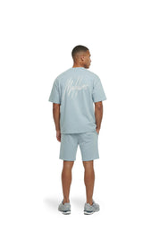 Malelions Men Oversized Striped Signature T-Shirt | Ice Blue