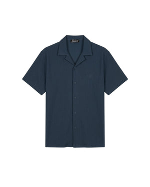 Malelions Men Emblem Seersucker Shirt | Navy