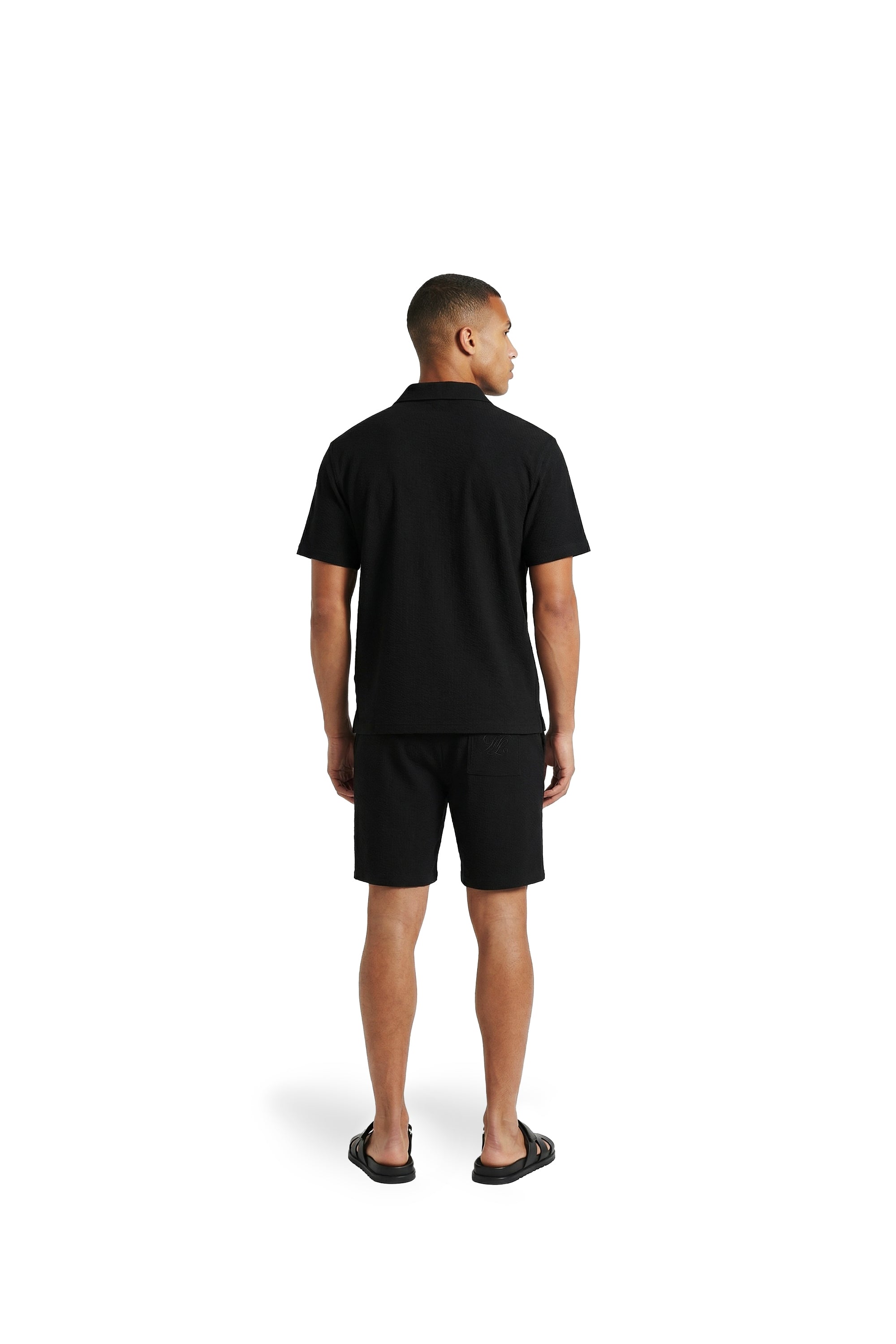 Malelions Men Emblem Seersucker Shirt | Black
