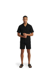 Malelions Men Emblem Seersucker Shirt | Black