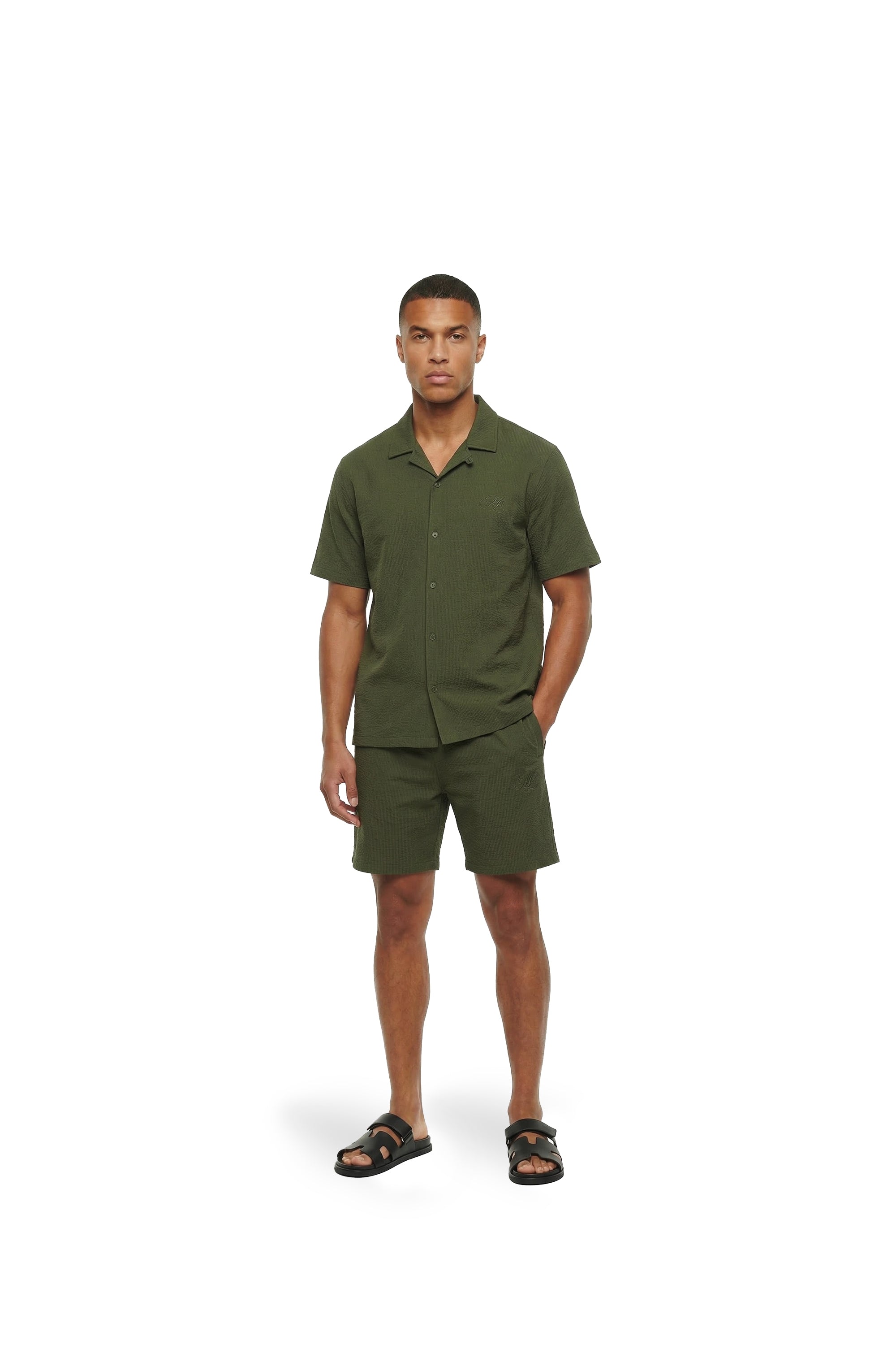 Malelions Men Emblem Seersucker Shirt | Vintage Green