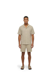 Malelions Men Emblem Seersucker Shirt | Light Taupe