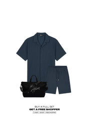 Malelions Men Emblem Seersucker Shirt | Navy