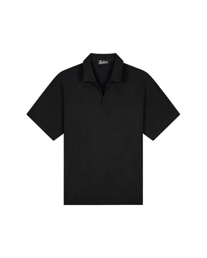 Malelions Men Emblem Seersucker Buttonless Polo | Black