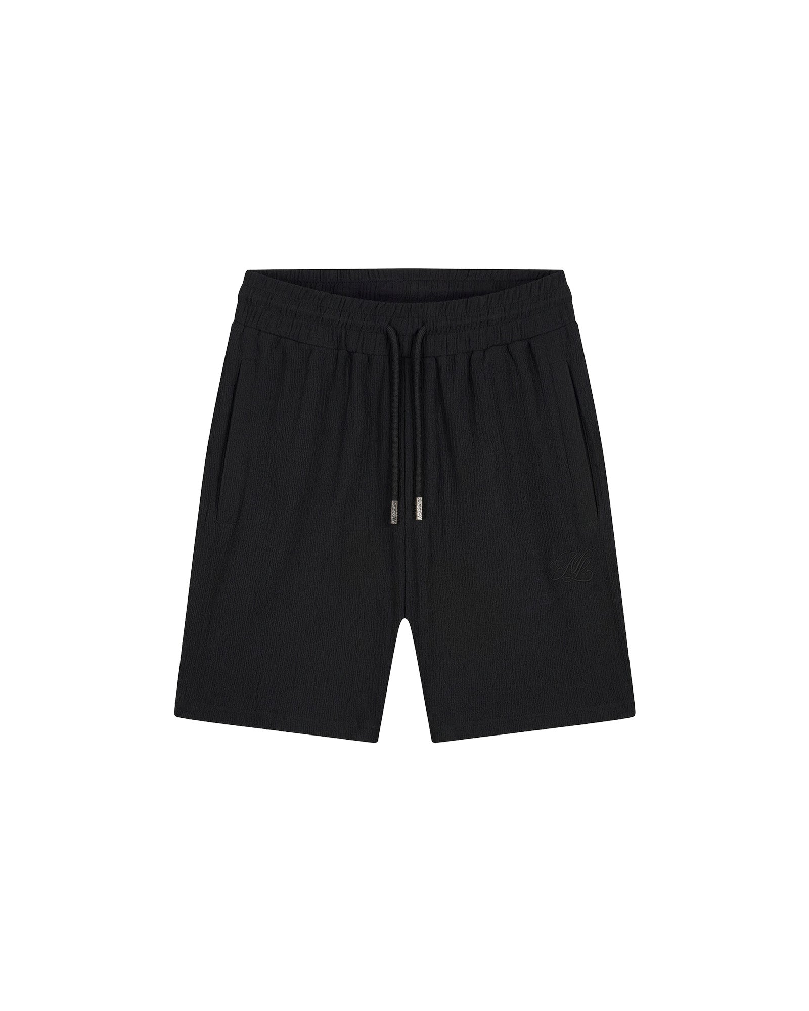 Malelions Men Emblem Seersucker Shorts | Black