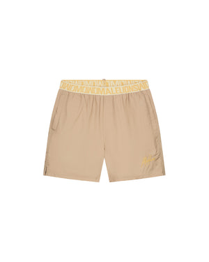 Malelions Men Venetian Swim Shorts | Light Taupe
