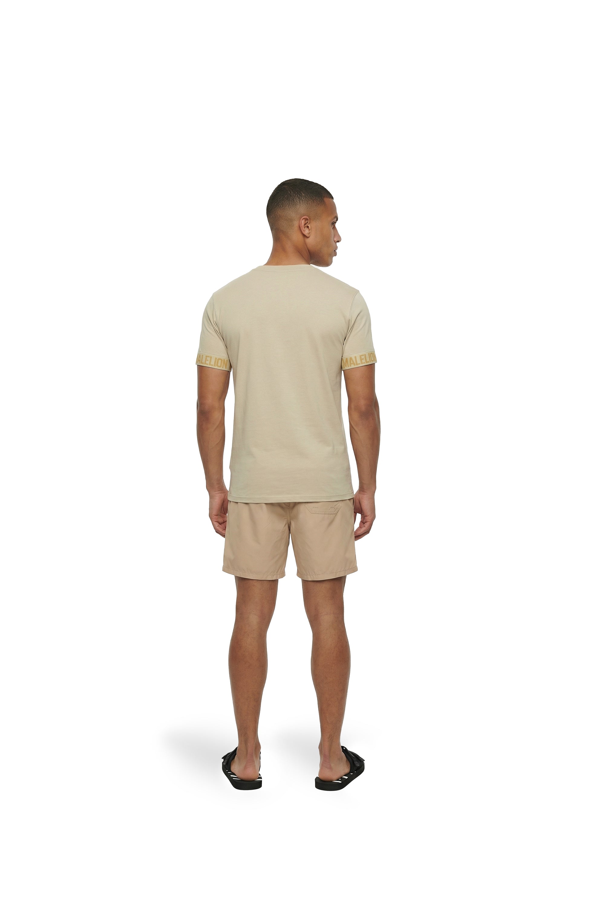 Malelions Men Venetian Swim Shorts | Light Taupe