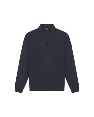 Malelions Men Knitted Longsleeve Zip Polo | Navy