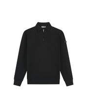 Malelions Men Knitted Longsleeve Zip Polo | Black