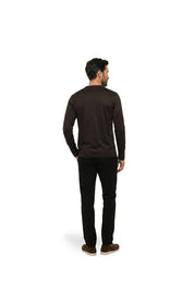 Malelions Premium Mercerized Cotton Longsleeve T-Shirt | Dark Brown