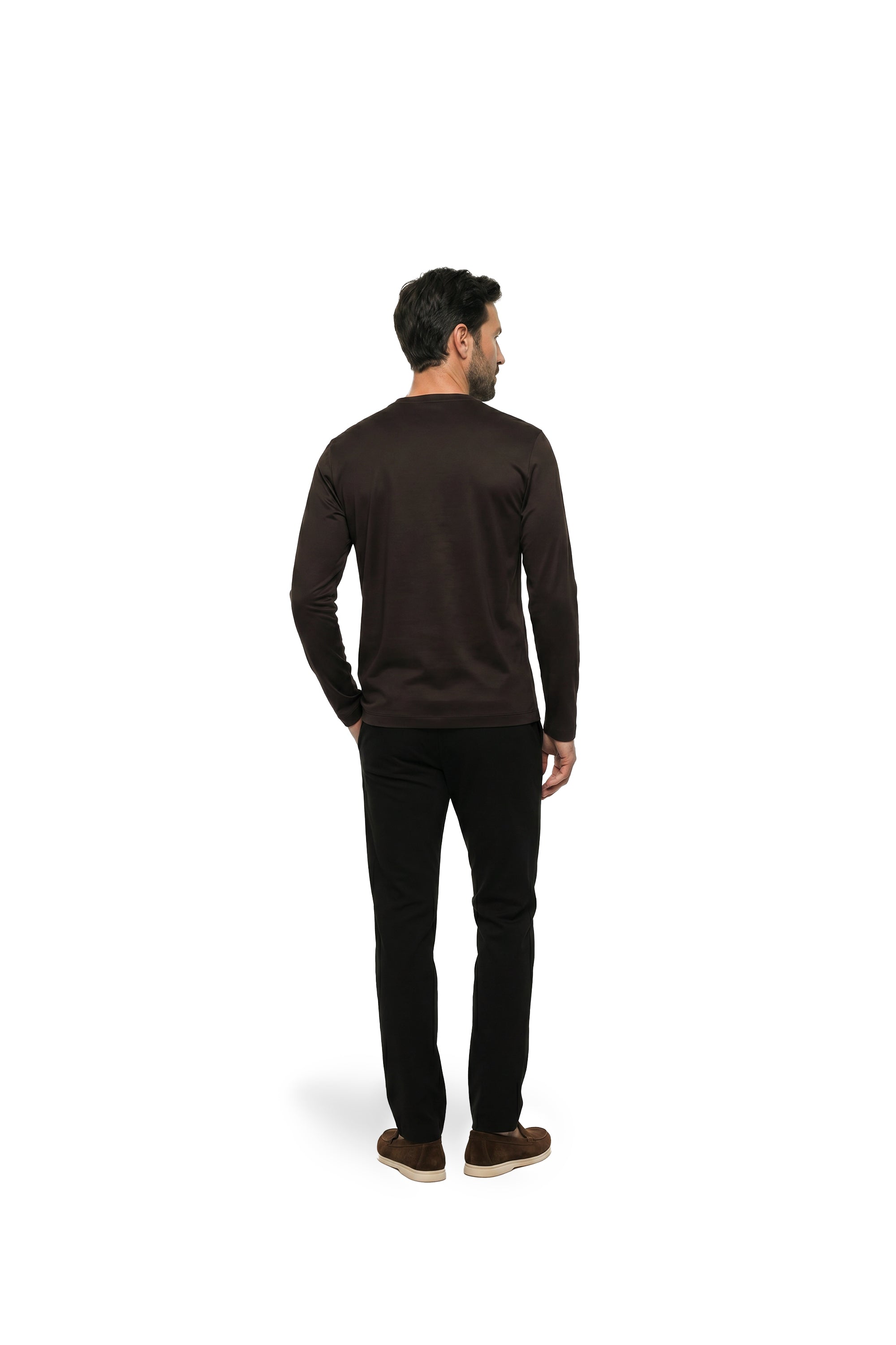 Malelions Premium Mercerized Cotton Longsleeve T-Shirt | Dark Brown