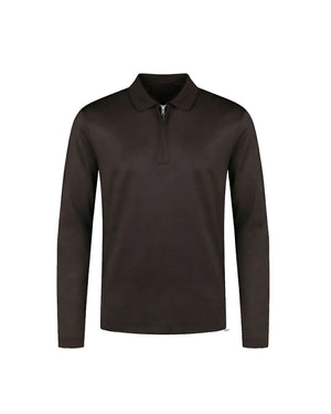 Malelions Premium Mercerized Cotton Longsleeve Polo | Dark Brown