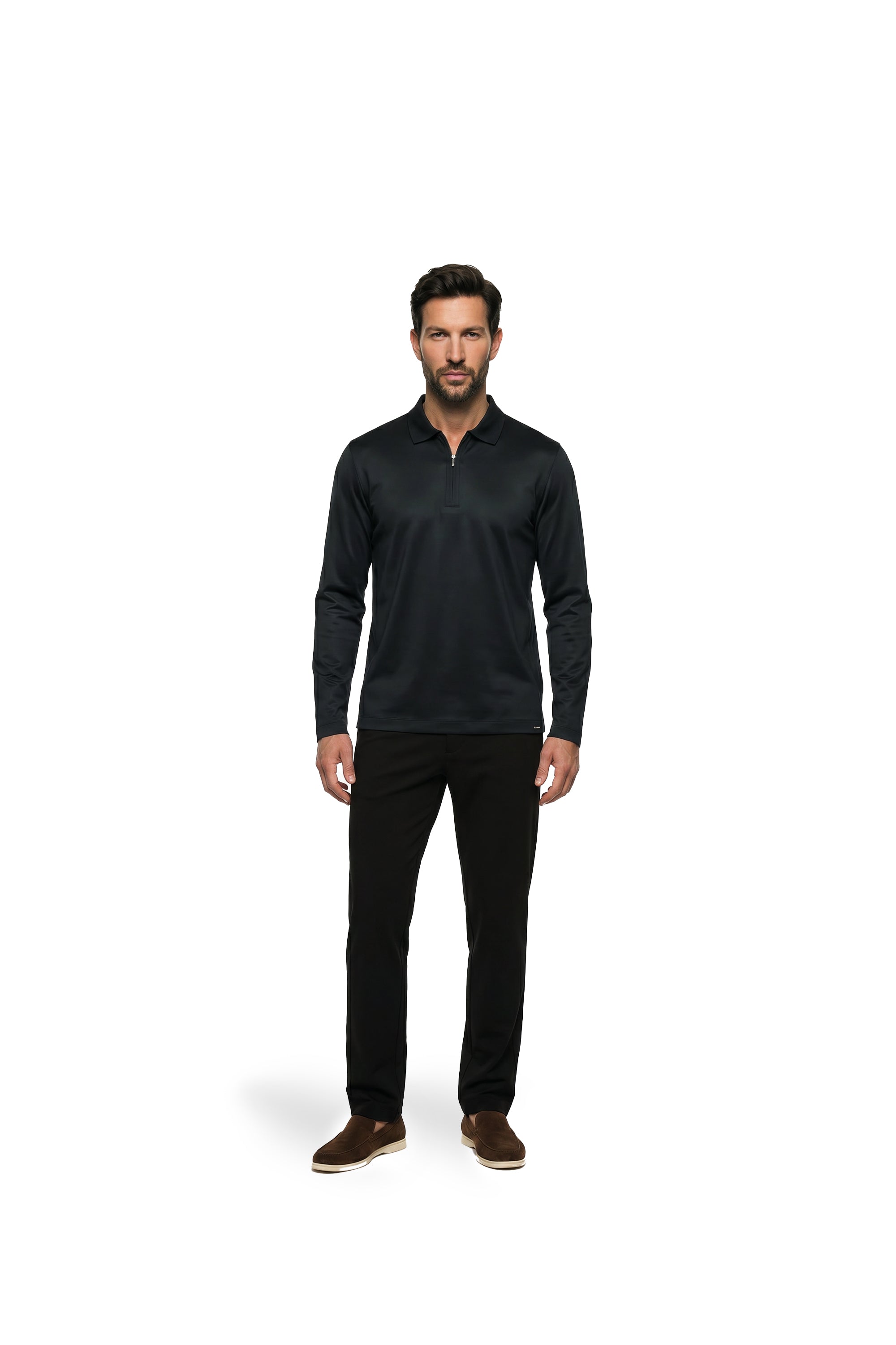 Malelions Premium Mercerized Cotton Longsleeve Polo | Black