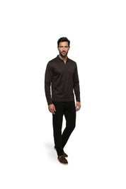 Malelions Premium Mercerized Cotton Longsleeve Polo | Dark Brown