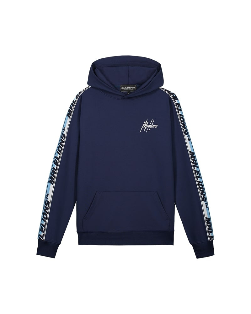  Malelions Sport React Tape Hoodie | Navy/White