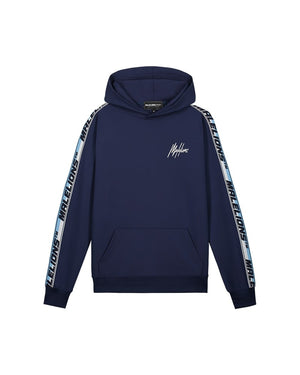 Malelions Sport React Tape Hoodie | Navy/White