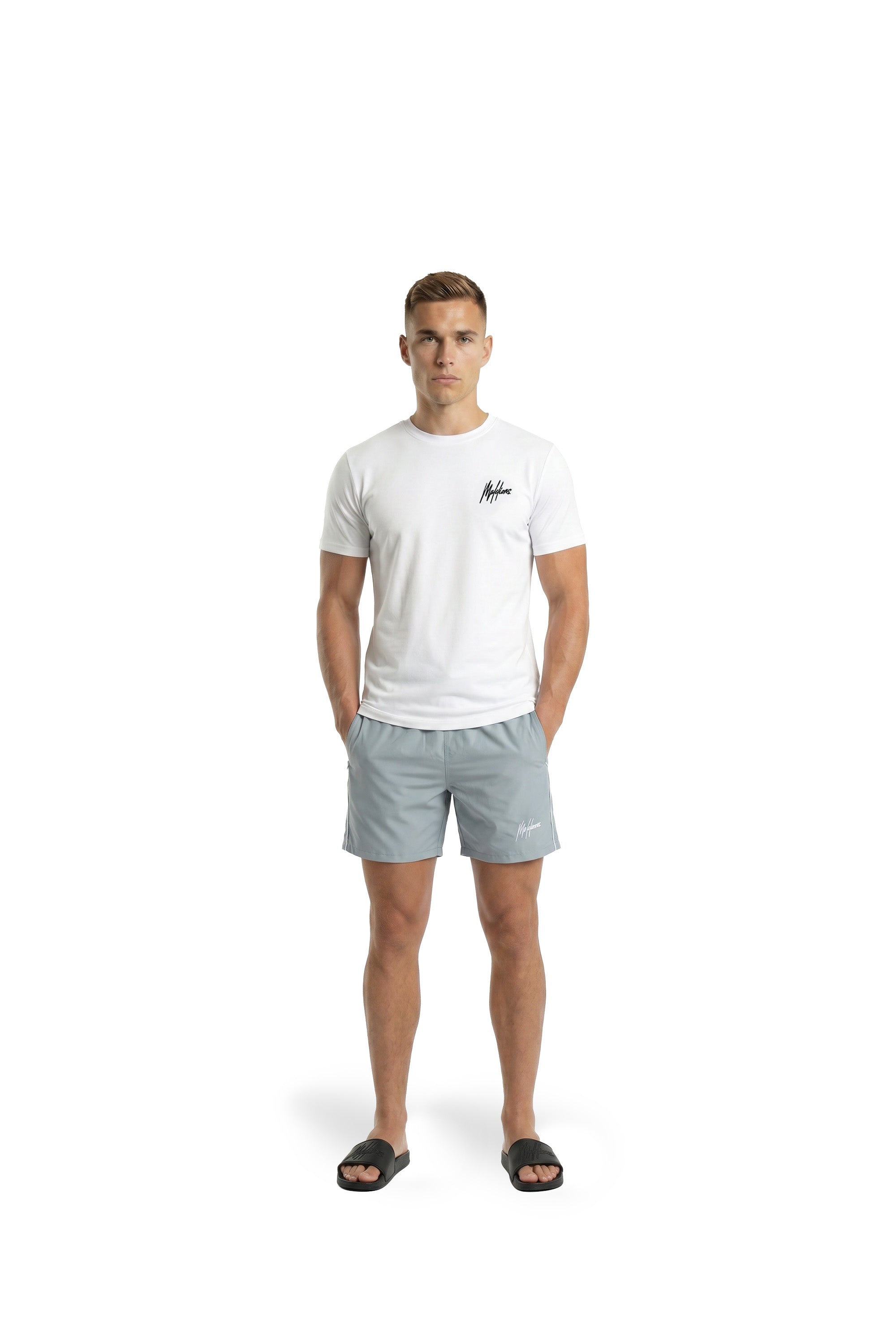 Malelions Sport Counter Swim Shorts | Light Blue