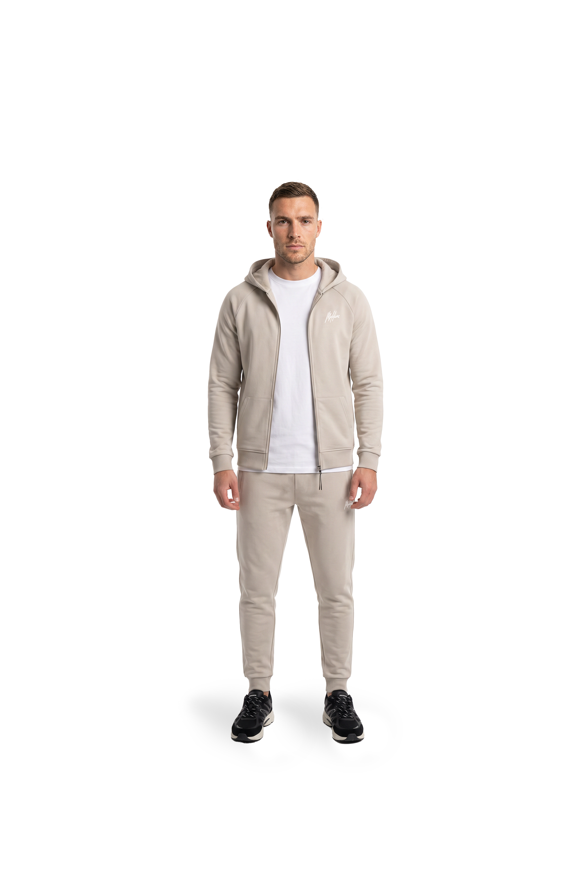 Malelions Sport Logo Raglan Zip Hoodie | Almond