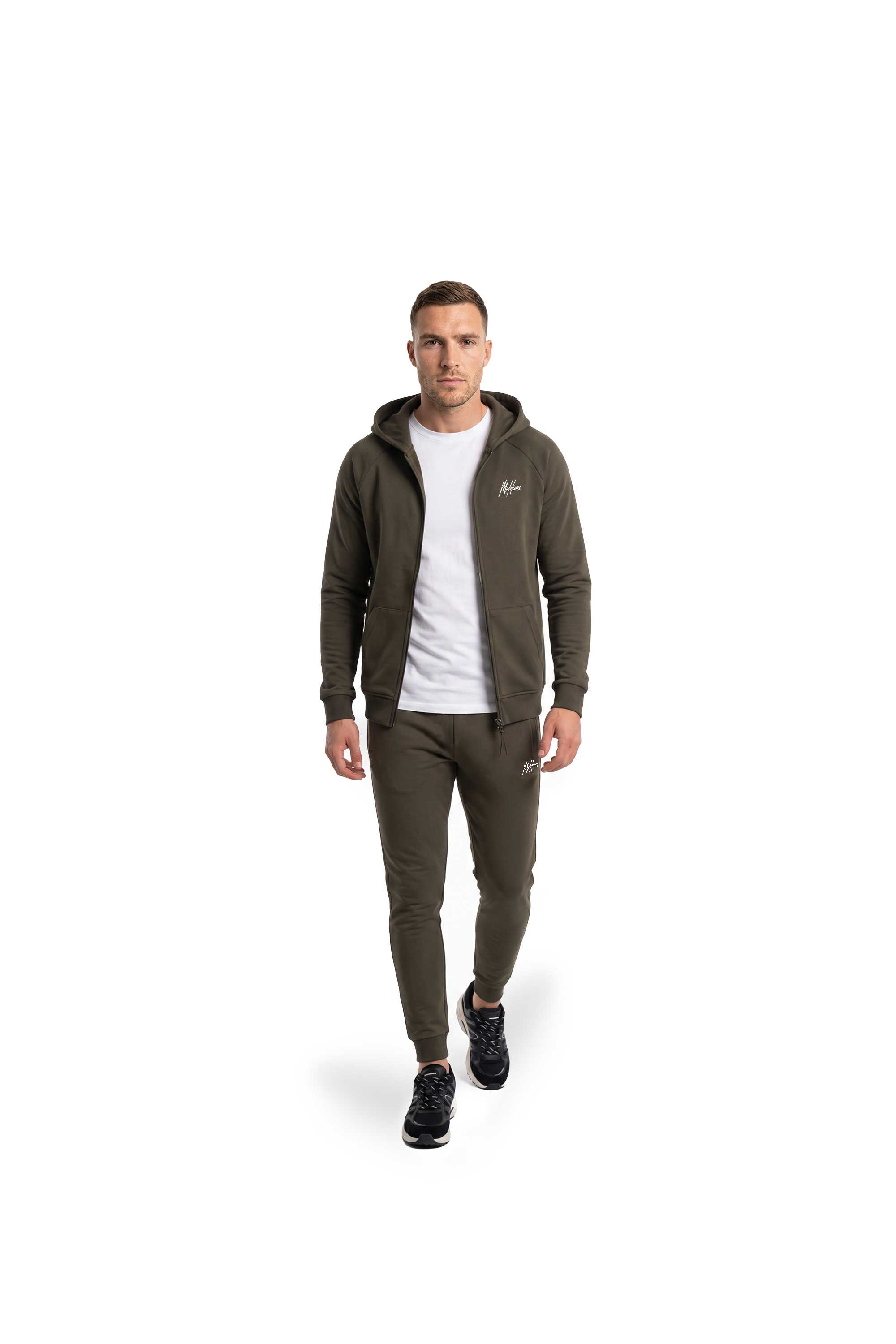 Malelions Sport Logo Raglan Zip Hoodie | Moss