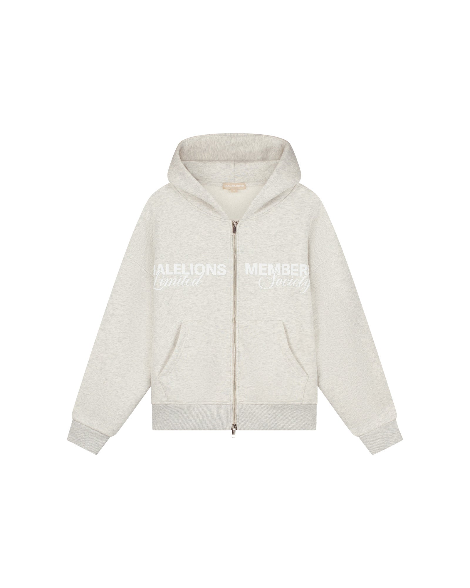 Malelions Women Members Society Zip Hoodie | Grey Melange