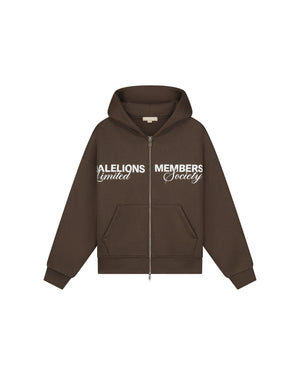 Malelions Women Members Society Zip Hoodie | Chocolate