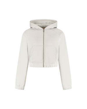 Malelions Women Cropped Emblem Zip Hoodie | Light Grey