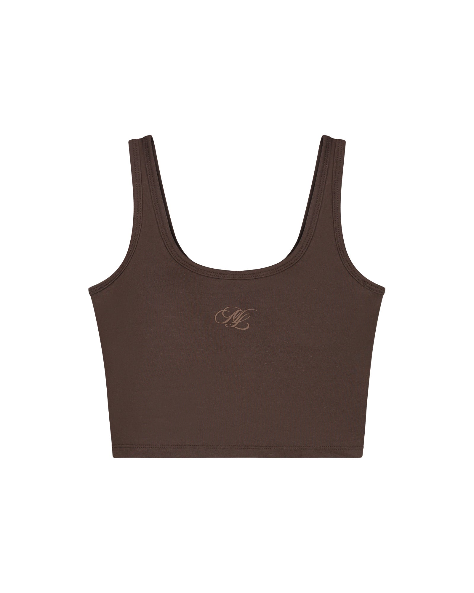 Malelions Women Cropped Emblem Tank Top | Espresso