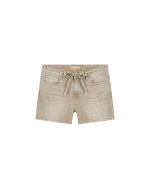 Malelions Women Damaged Emblem Denim Shorts | Taupe