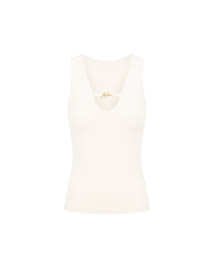 Malelions Women V-Neck Tank Top | Off-White