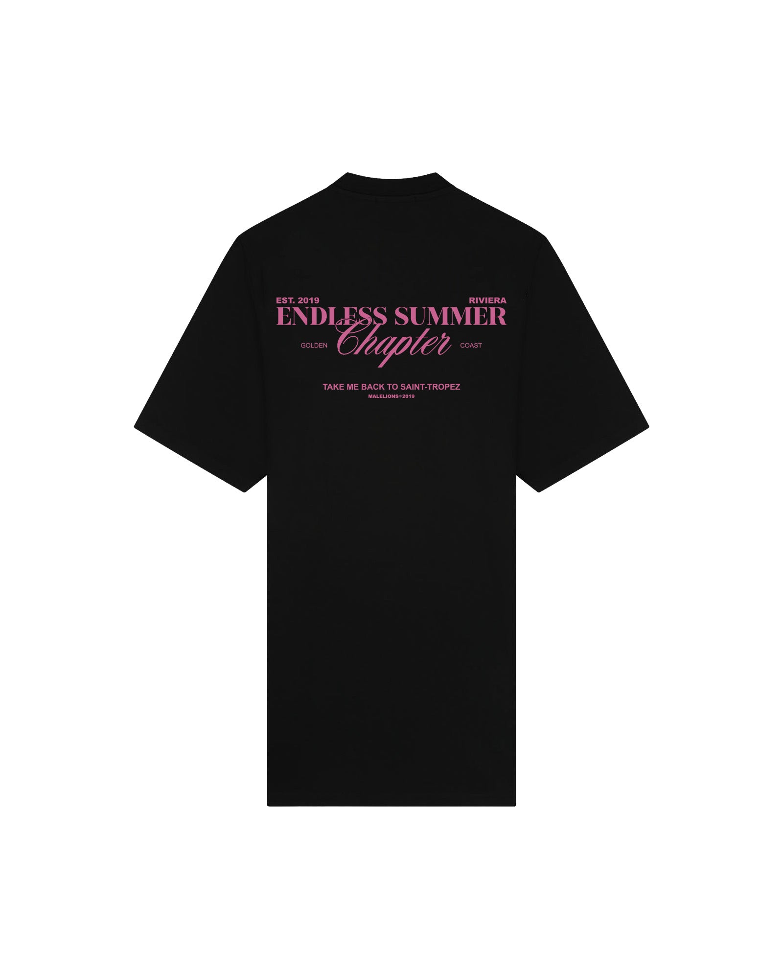 Malelions Women Golden Coast T-Shirt Dress | Black/Flamingo Pink