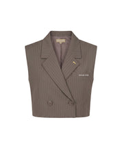 Malelions Women Cropped Pinstripe Gilet | Sand