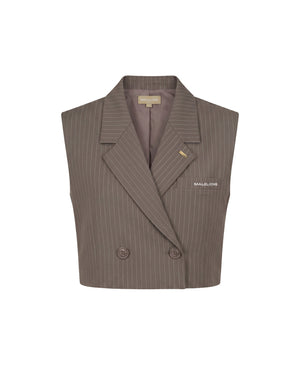 Malelions Women Cropped Pinstripe Gilet | Sand
