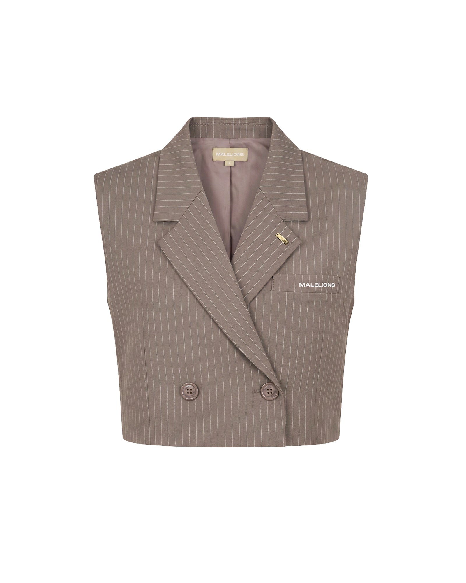Malelions Women Cropped Pinstripe Gilet | Sand