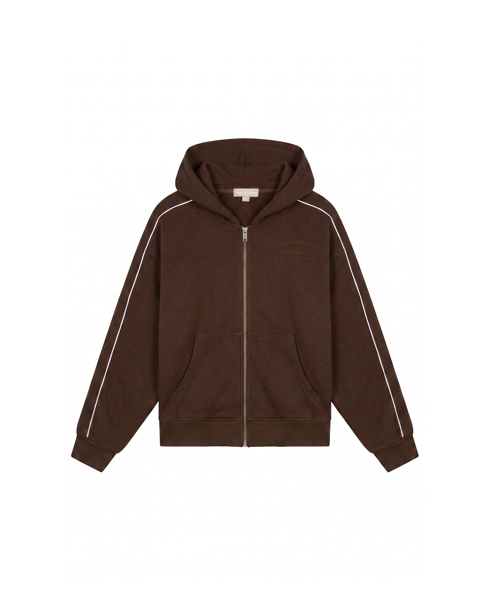 Malelions Women Contrast Zip Hoodie | Dark Brown