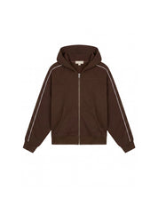 Malelions Women Contrast Zip Hoodie | Dark Brown