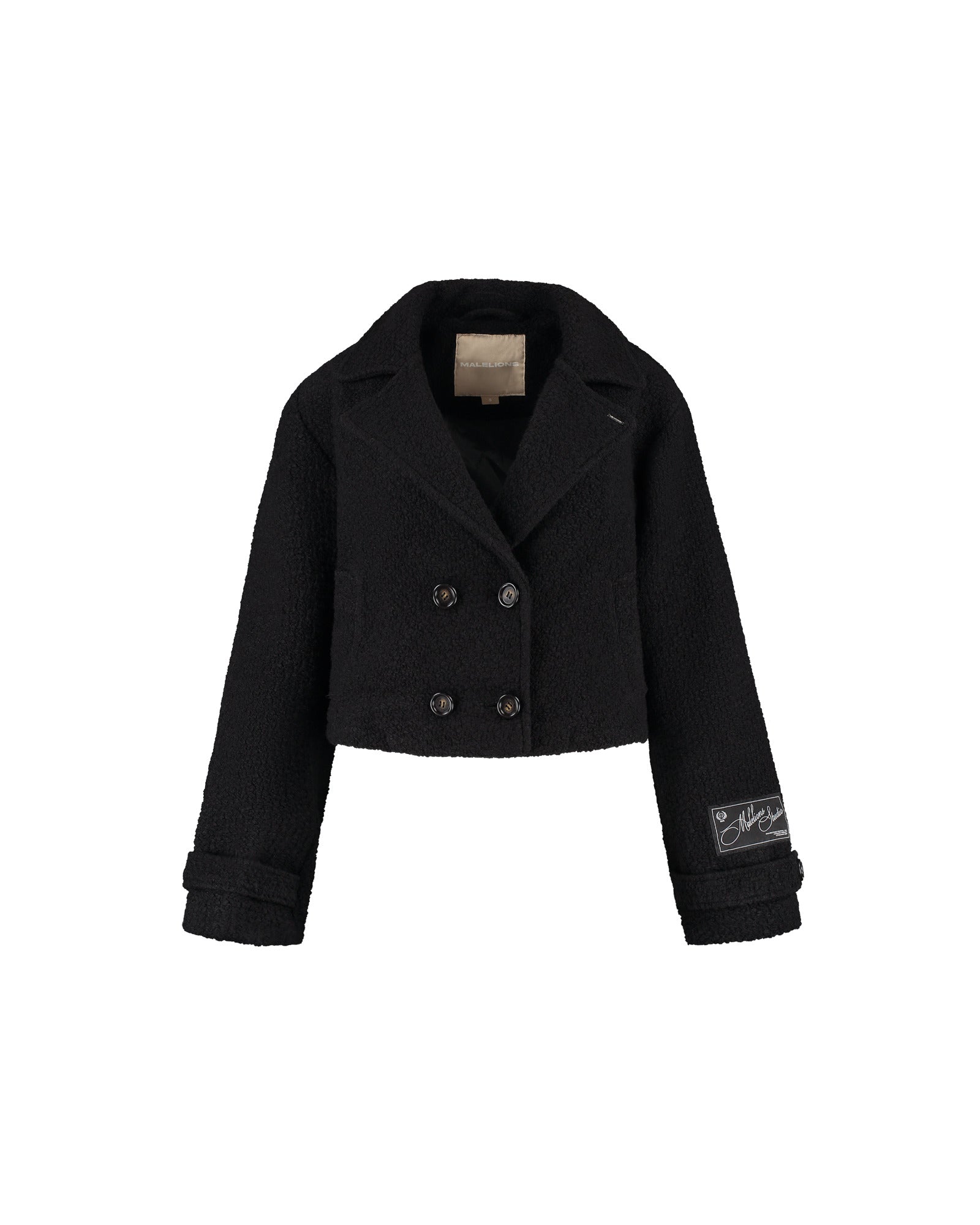 Malelions Women Cropped Studio Bouclé Jacket | Black