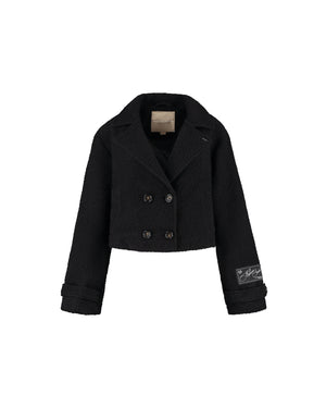 Malelions Women Cropped Studio Bouclé Jacket | Black