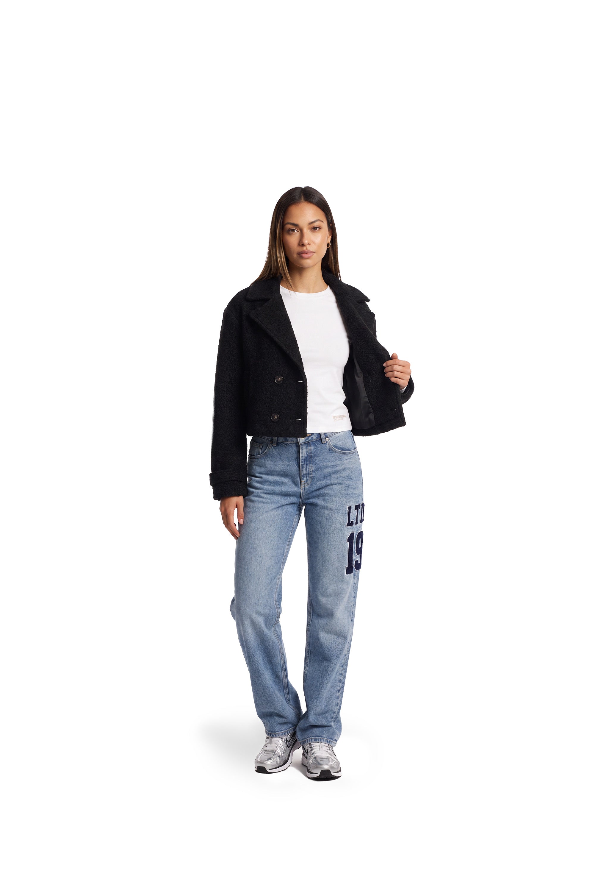 Malelions Women Cropped Studio Bouclé Jacket | Black