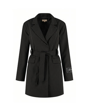 Malelions Women Pinstripe Blazer Dress | Black