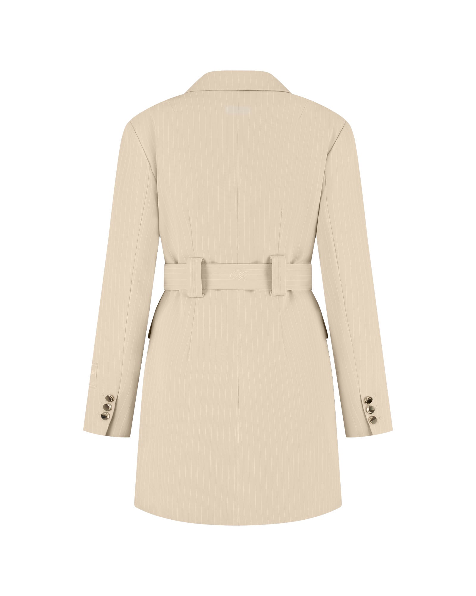 Malelions Women Pinstripe Blazer Dress | Beige