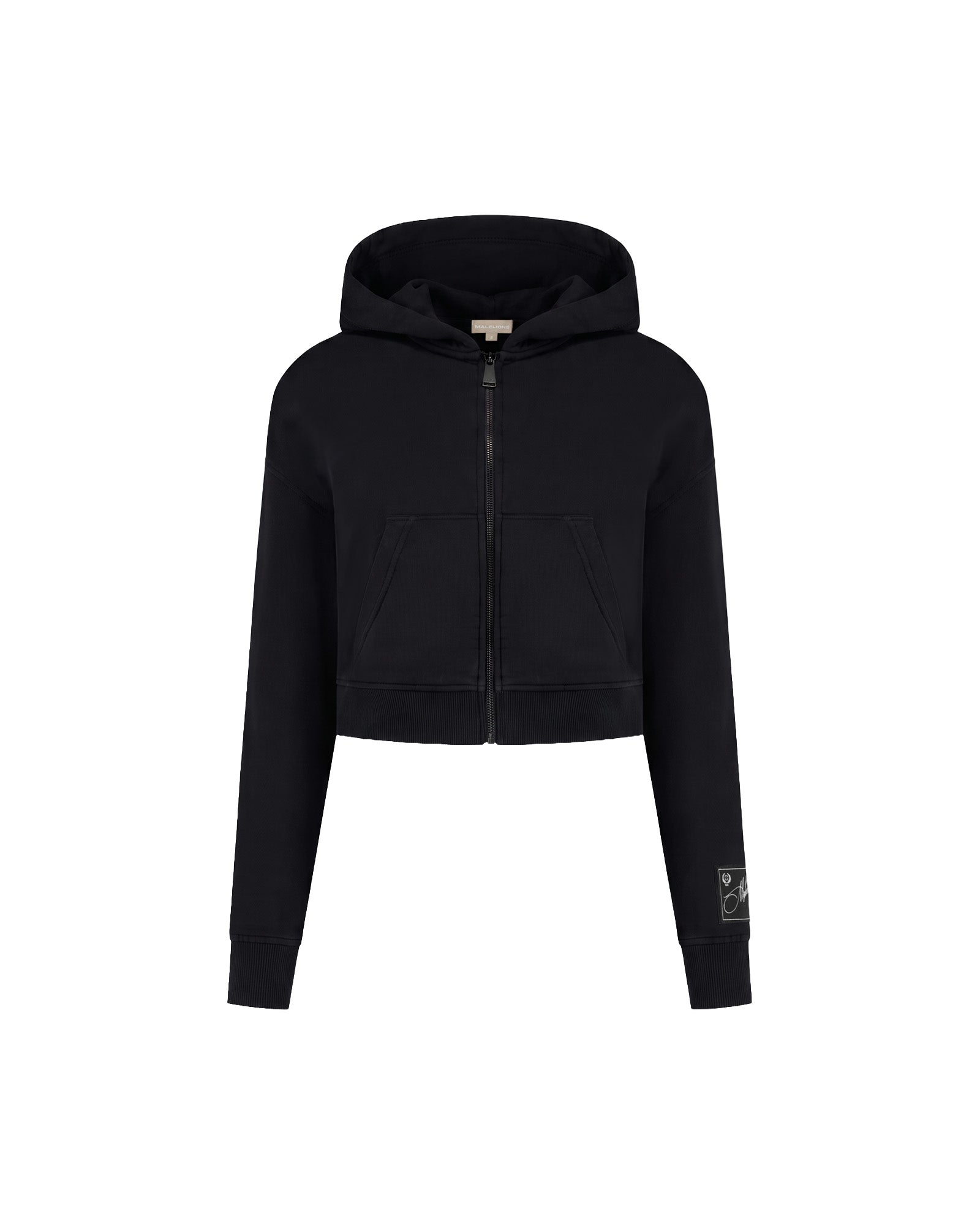 Malelions Women Cropped Studio Zip Hoodie | Black