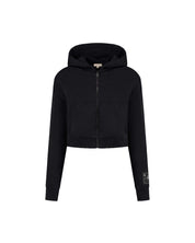 Malelions Women Cropped Studio Zip Hoodie | Black