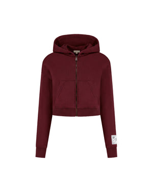 Malelions Women Cropped Studio Zip Hoodie | Bordeaux